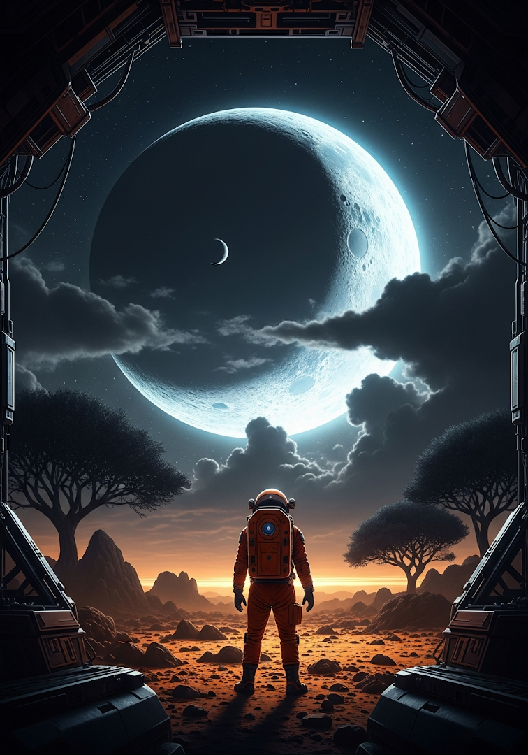 Astronaut on Alien Planetscape View