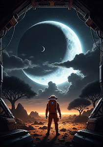 Astronaut on Alien Planetscape View