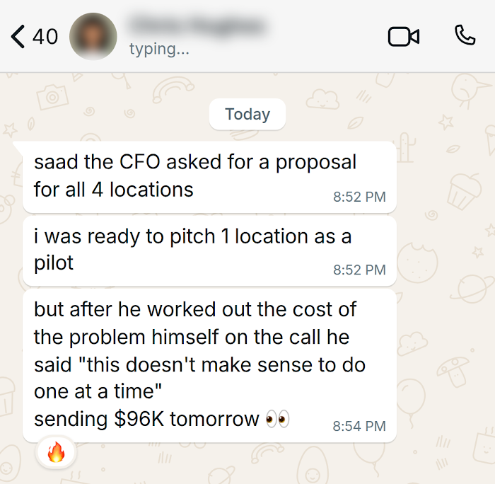 Client message on WhatsApp