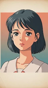 Vintage Anime Girl Portrait 90s Aesthetic Art Style
