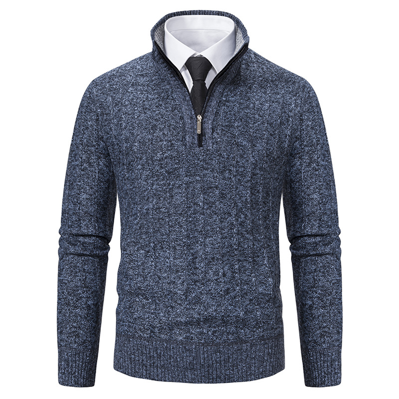 Men's Knit Sweater with Zip and Lining