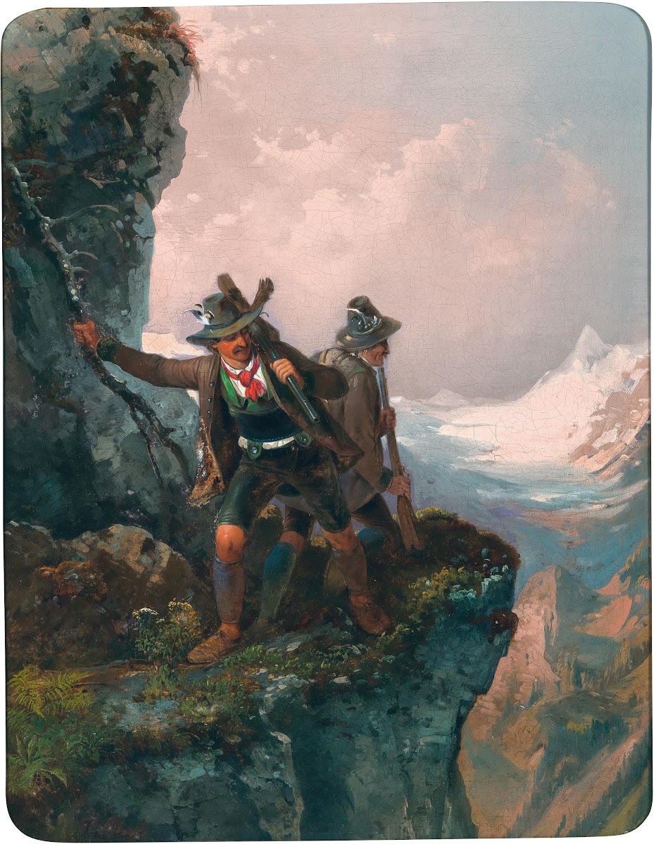 Two Hunters near a Rock