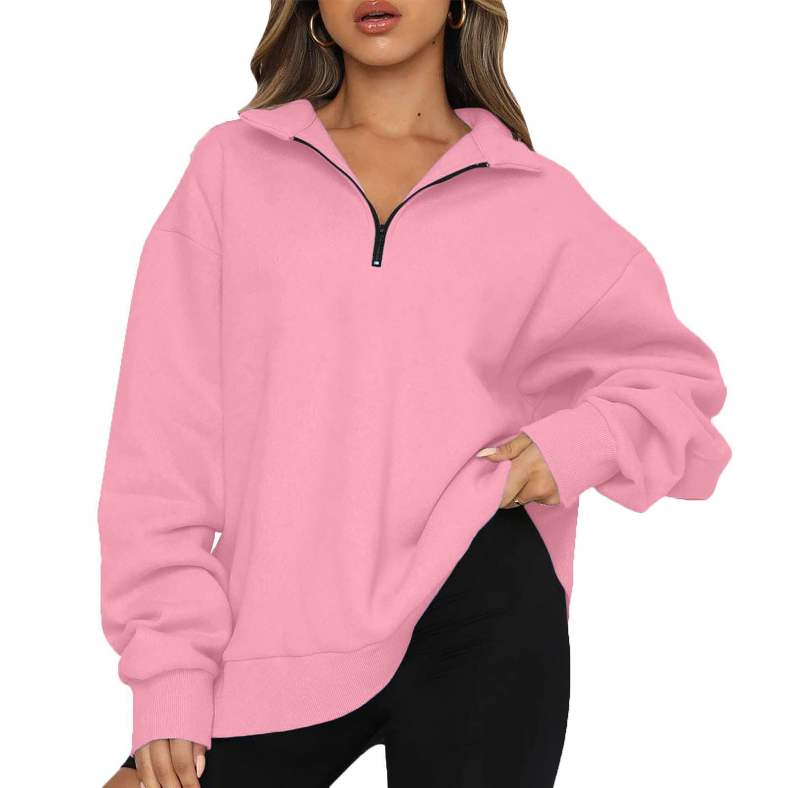 Women's sweatshirt with zip and stand-up collar
