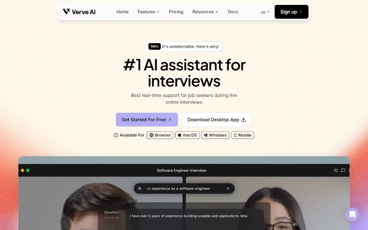 Captura de Verve AI - Interview Copilot