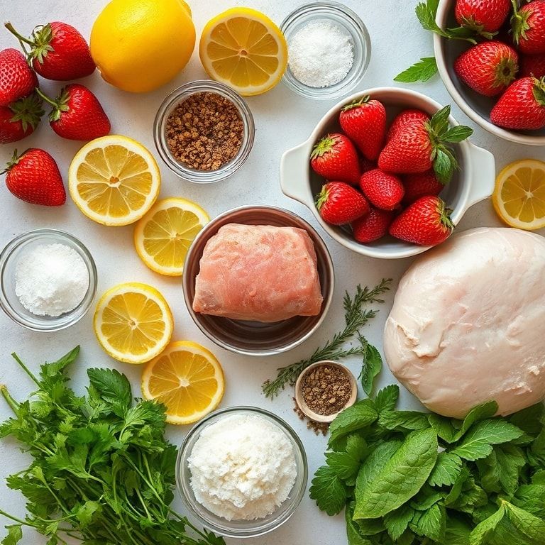 Ingredients for Easy Strawberry Lemonade Cookies with Fresh Fruit Zest: Quick Homemade Cookie Delight