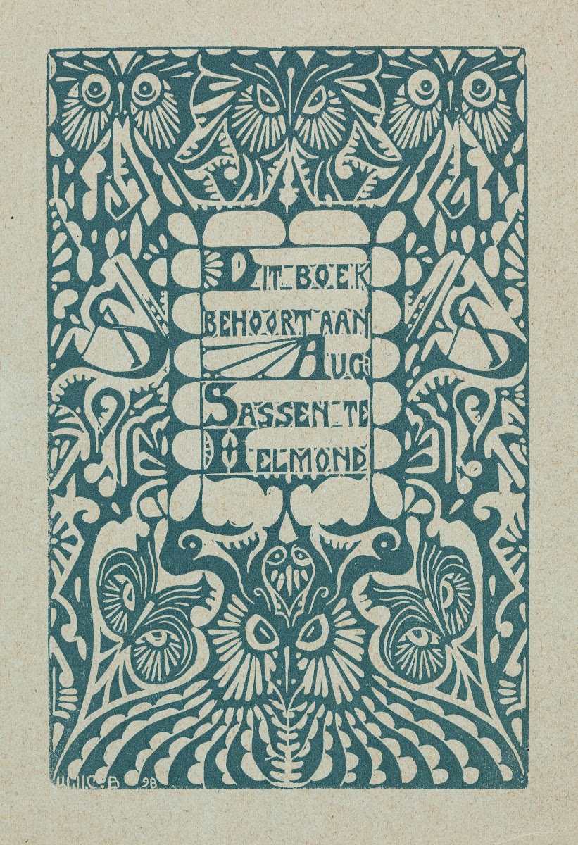 Bookplate Dit Boek Behoort Aan Aug Sassen Te Helmond 1898