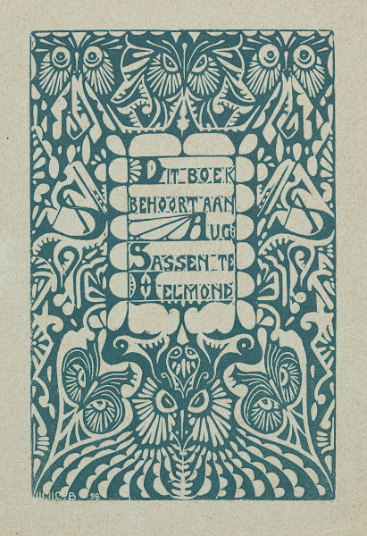 Bookplate Dit Boek Behoort Aan Aug Sassen Te Helmond 1898