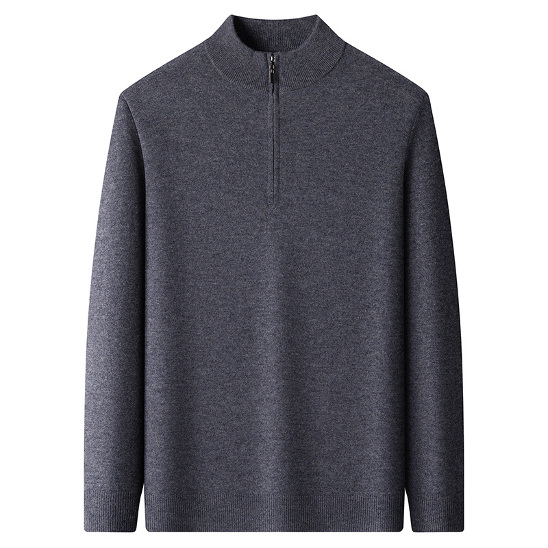 Men's Wool Sweater, 100% Wool, Zipper, Stand-Up Collar