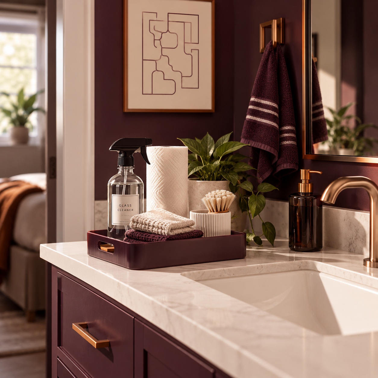 Cleaning supplies kept at the point of need