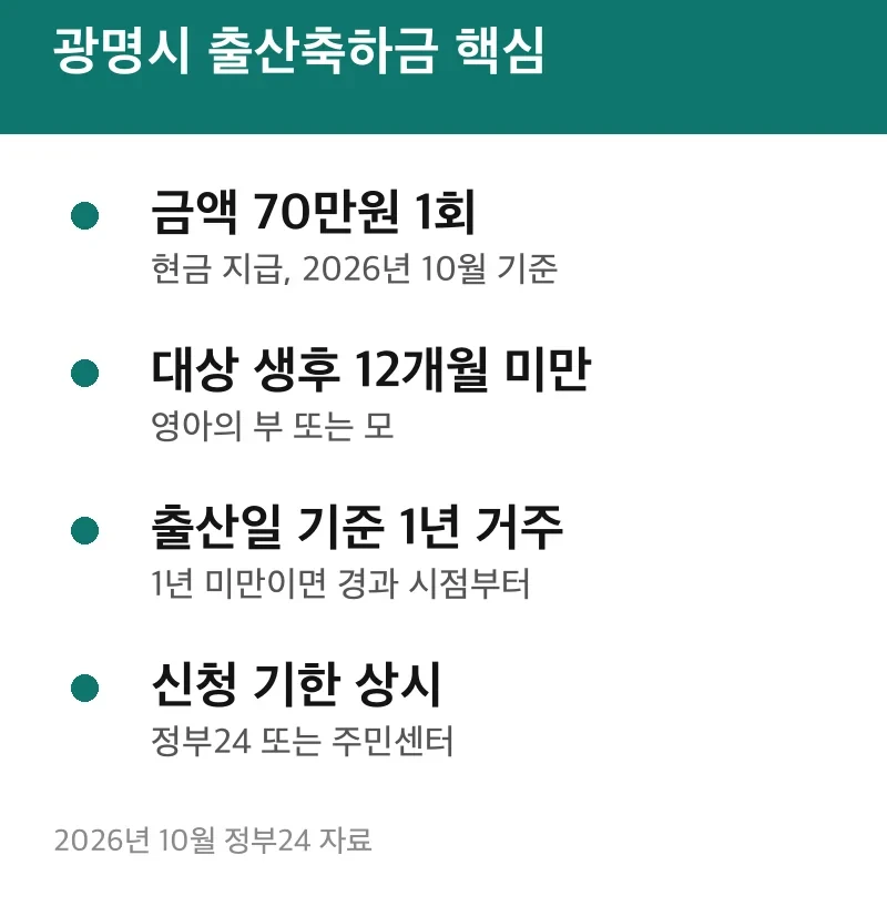 광명시 출산축하금 핵심