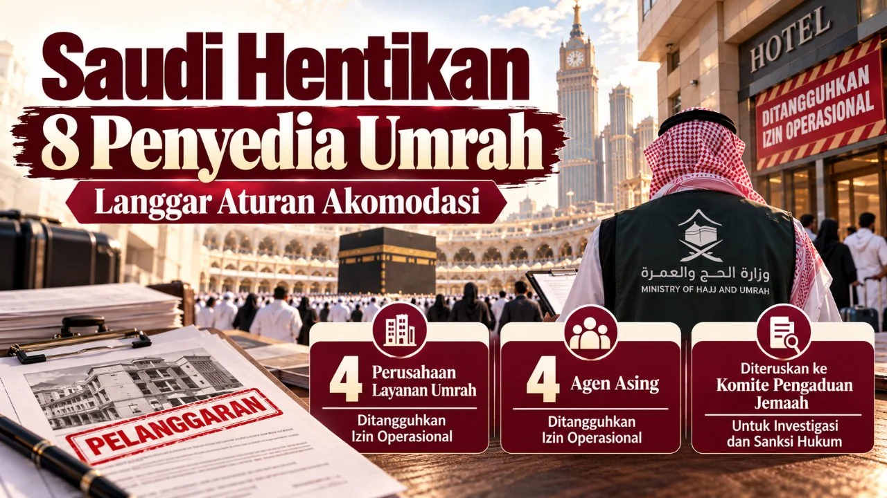 Pemerintah Arab Saudi Tindak Tegas 8 Penyedia Layanan Umrah Akibat Gunakan Hotel Tak Berizin