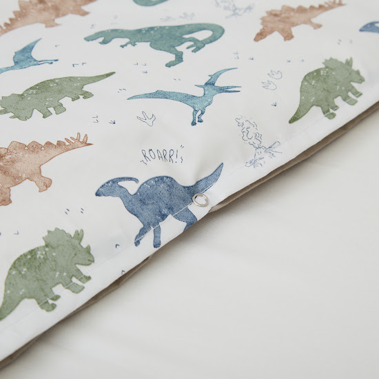 Children's changeable bedding set 4 el Twins Satin Limited Dinosaurs grey