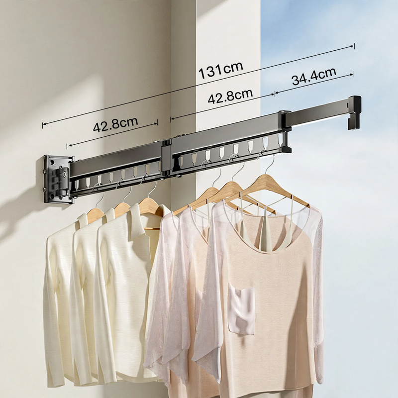 Wall-mounted drying rack, aluminum, foldable, 2–4 parts, model 703-031-A