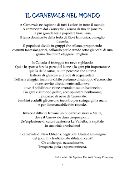 Anteprima della prima pagina: Il Carnevale nel mondo
