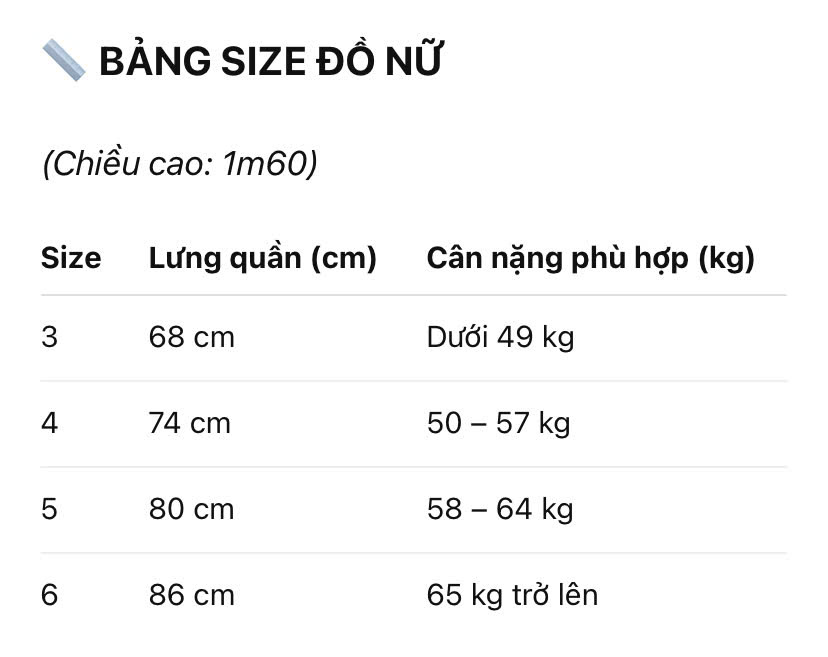 Hướng dẫn Size 1