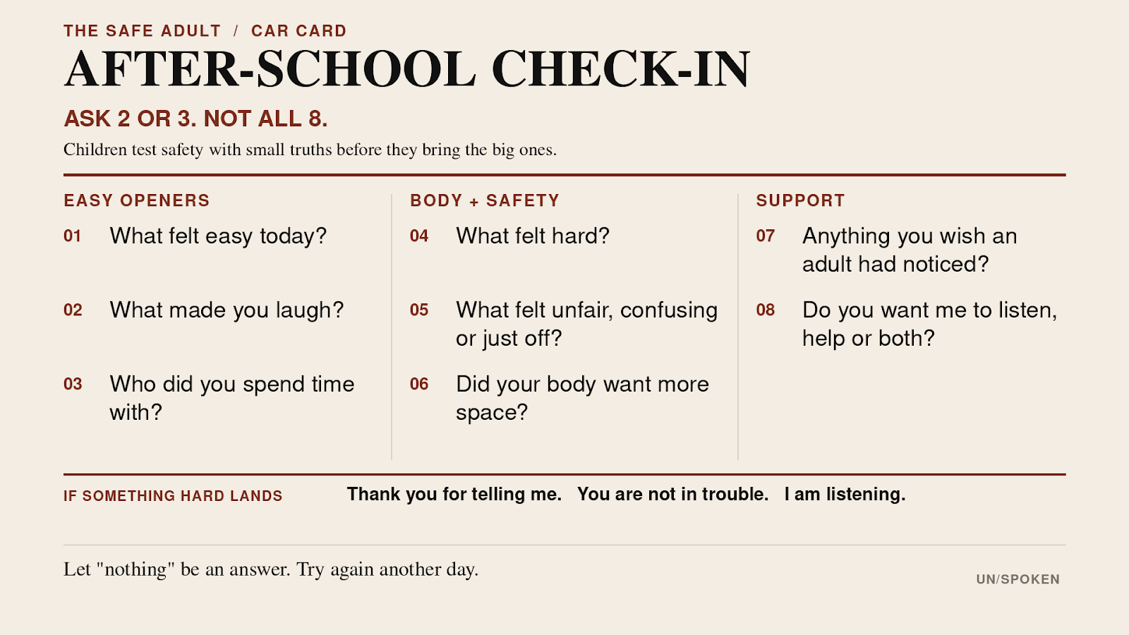 After-School Check-In prompt card preview