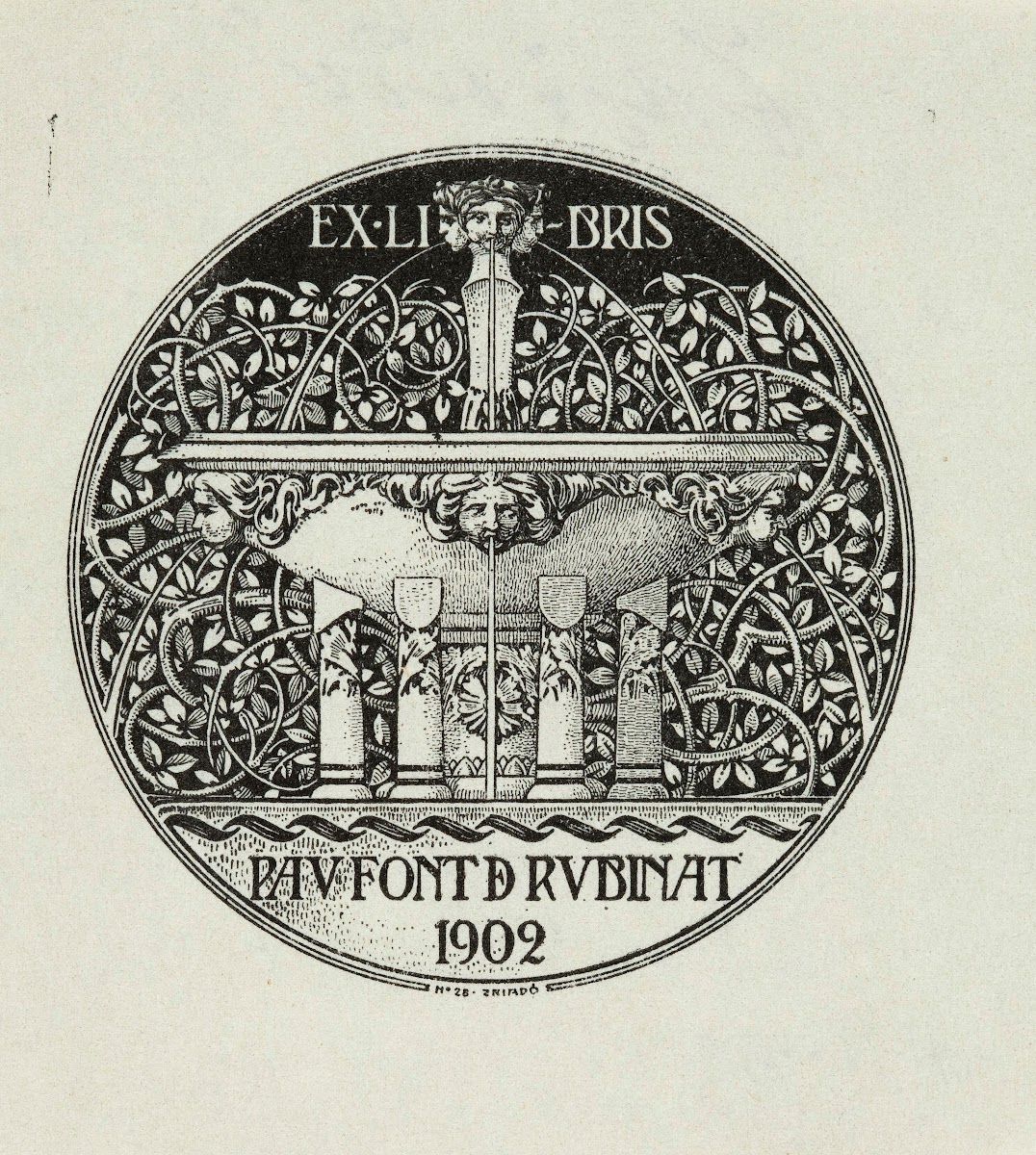 Bookplate of Pau Font d Rubinat 1902 1902