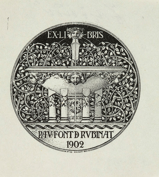 Bookplate of Pau Font d Rubinat 1902 1902