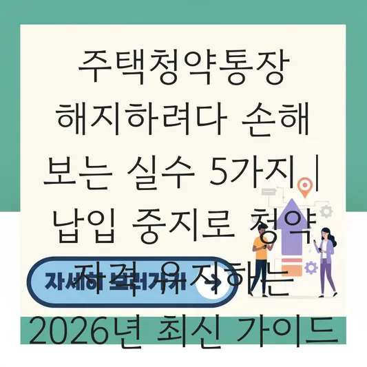 주택청약통장 중도 해지 대신 납입 중지로 청약 자격 유지하기 대표 이미지
