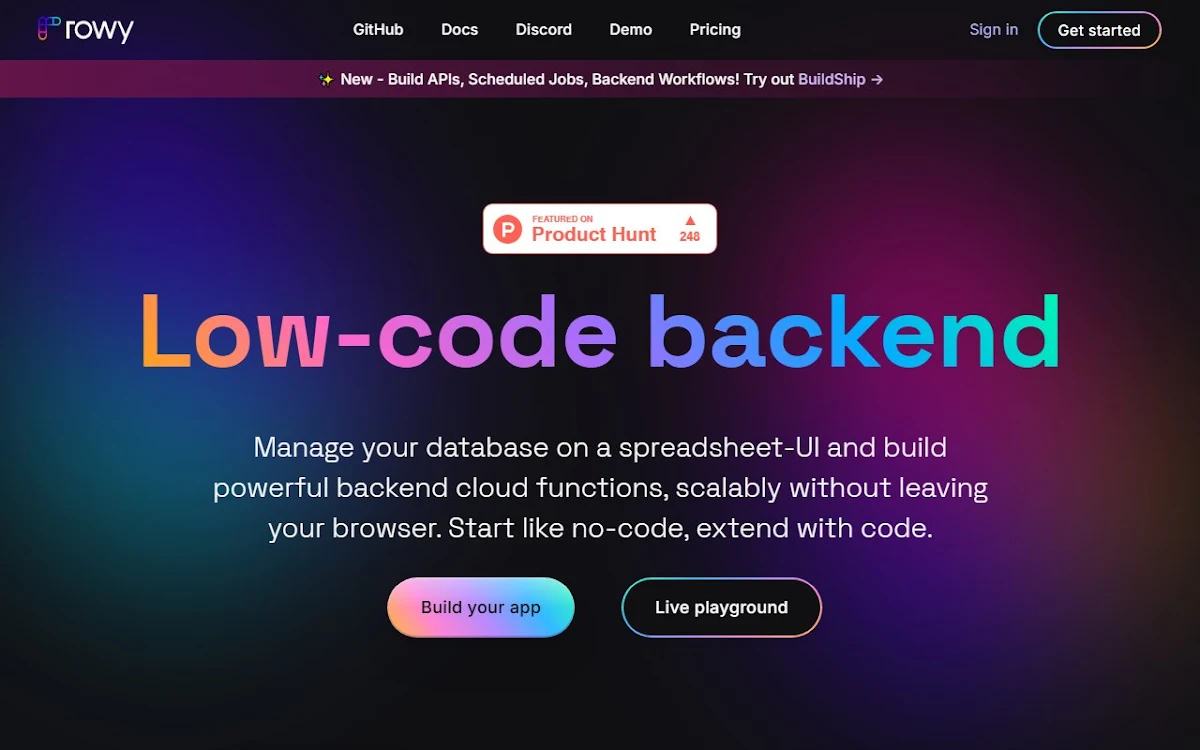 Captura de rowy.io