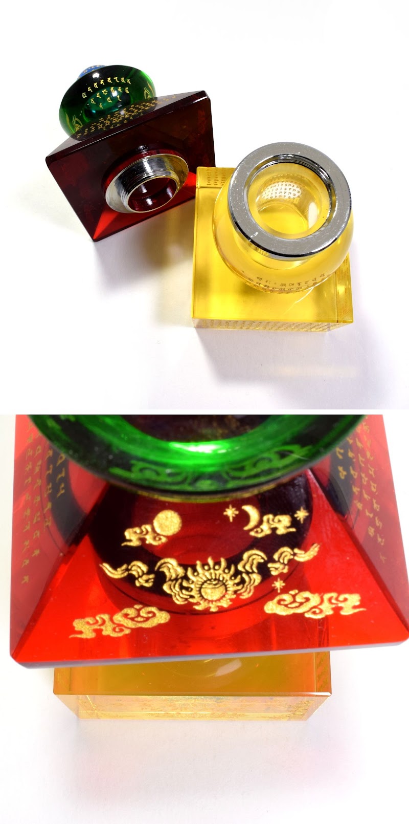 クリスタルガラス 舎利塔 五輪塔 五色 陀羅尼塔 仏舎利 仏塔 仏具 仏教 硝子 【m1-2-10】