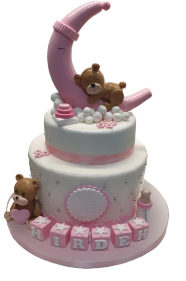 Teddy Over The Moon 1st Birthday Cake CB-NC398