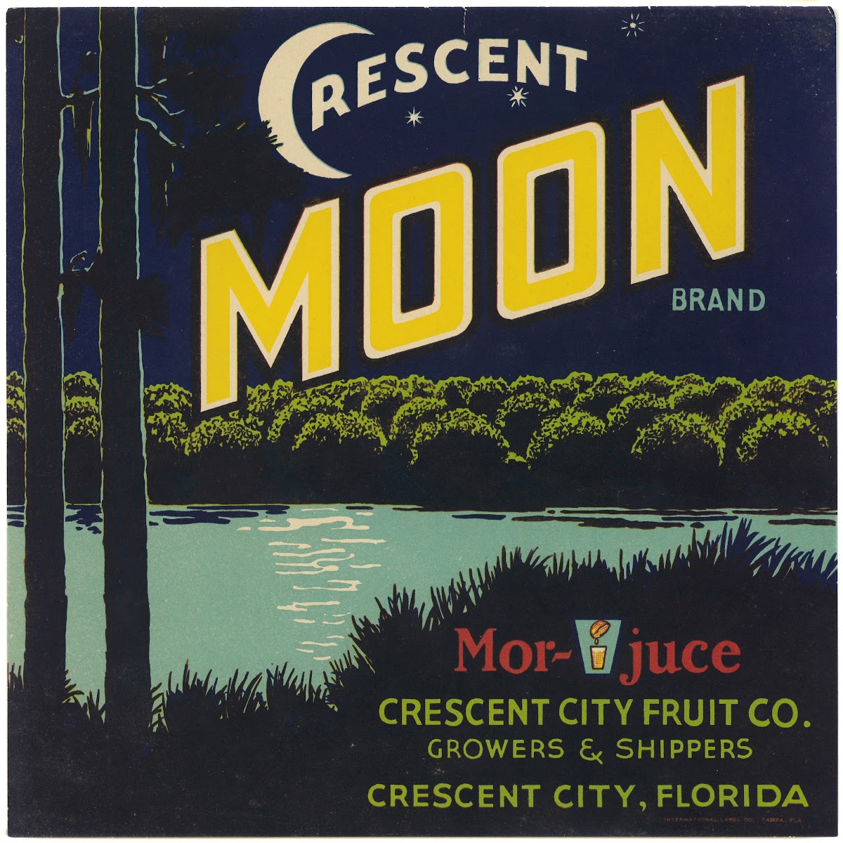 Crescent Moon Brand Fruit Label 1930s