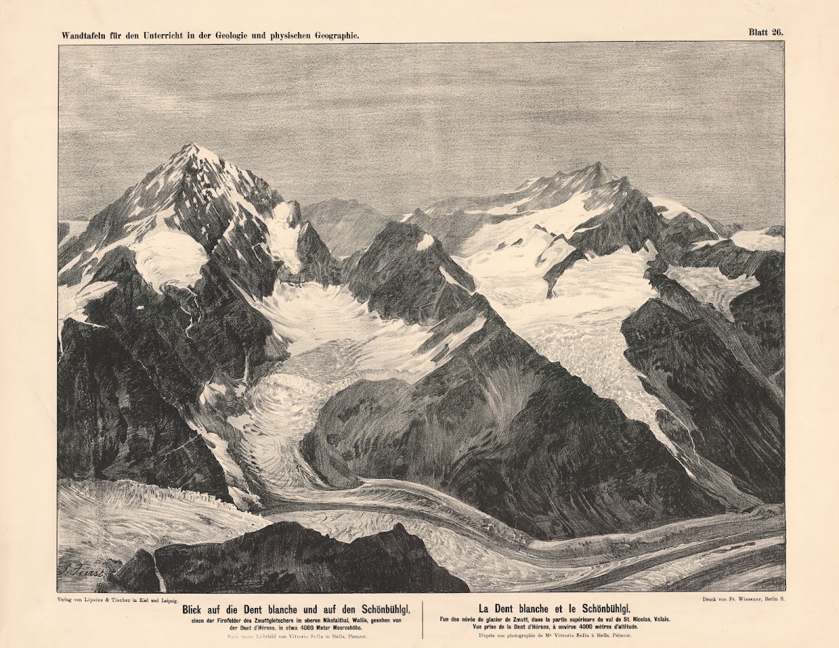 Blick auf die Dent blanche und auf den Schönbühlgl 1889