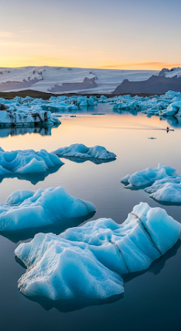 Glacial Lagoon Pastel Sunset