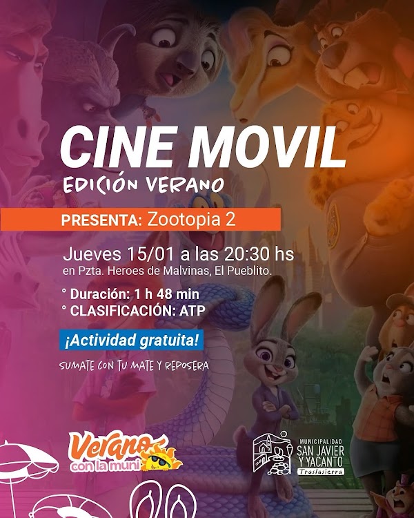 ¡Zootopia 2 llega a San Javier y Yacanto!