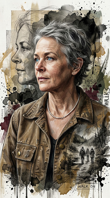 Gritty Mixed-Media Digital Portrait of Carol Peletier - Free mobile Wallpaper