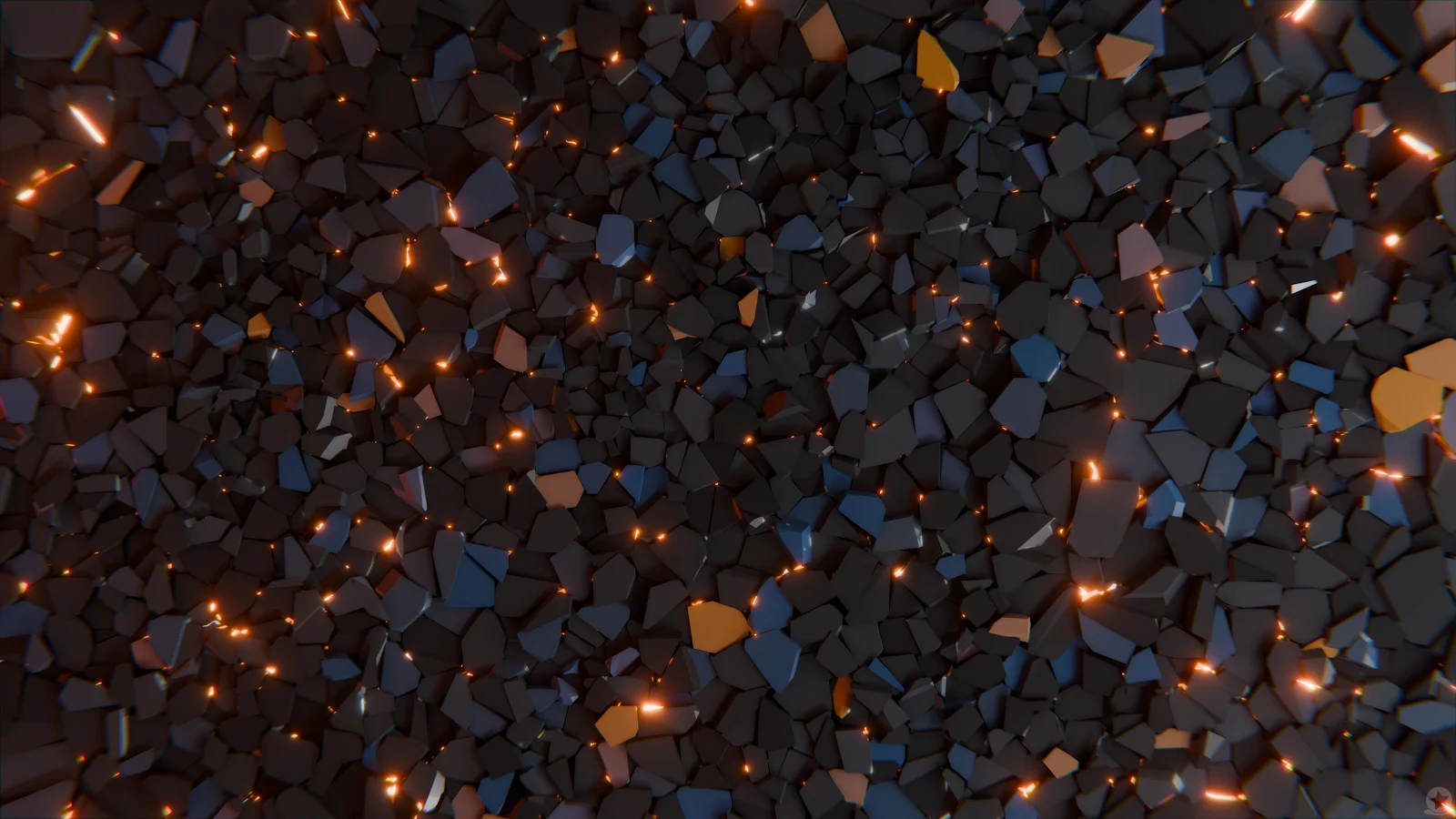 Broken Black Shards With Glow - Abstract 3D Render 4K Wallpaper (3840x2160)