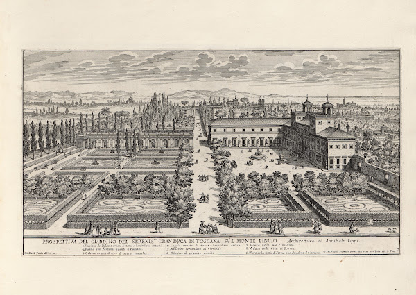 Li giardini di Roma con le loro piante alzate e vedvte in prospettiva Pl06 17th