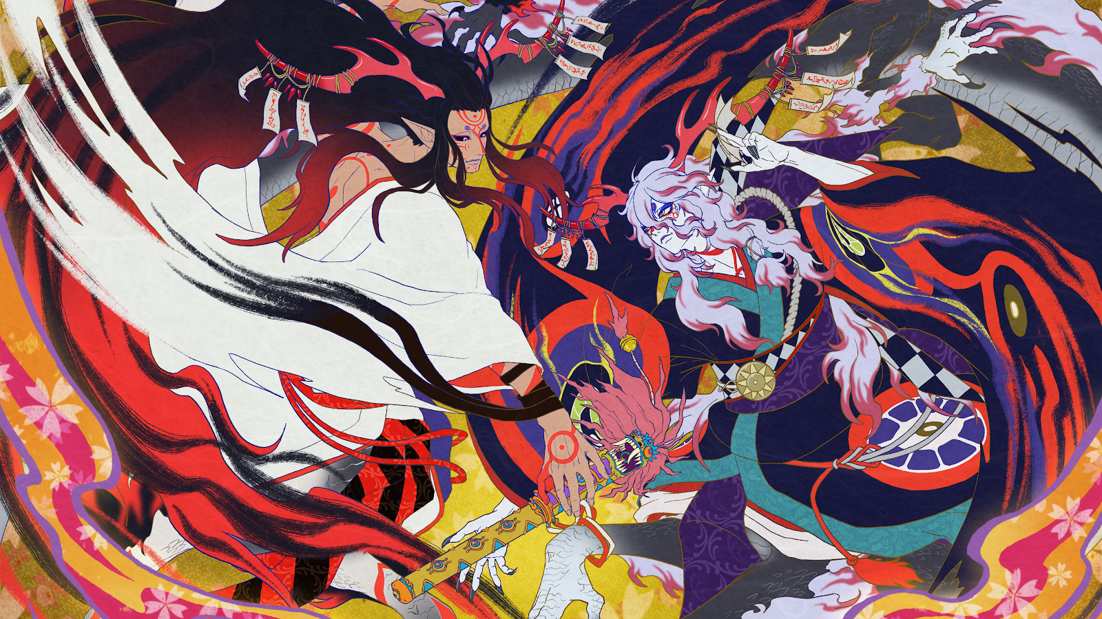 Mononoke Anime Ukiyo-e Battle Art - Ukiyo-e Anime Art 4K Wallpaper (3840x2160)