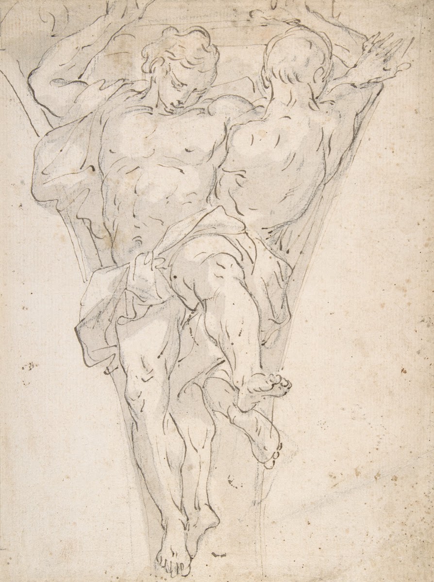Two Partially Draped Male Figures in a Pendentive 160384