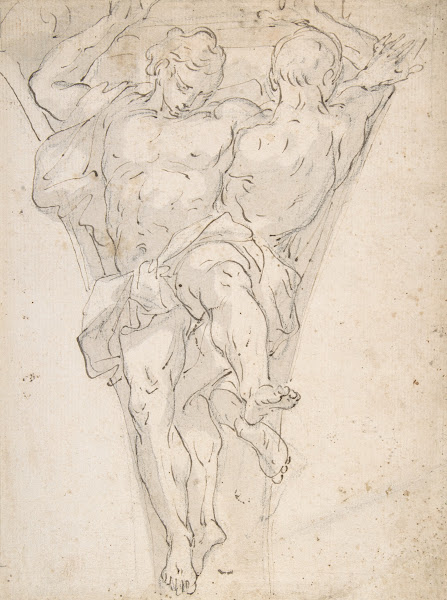 Two Partially Draped Male Figures in a Pendentive 160384