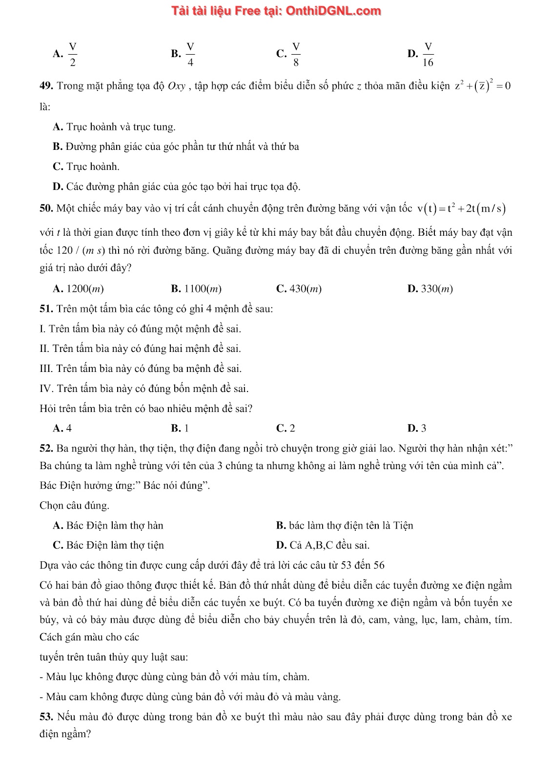 900 bài tập môn Toán - Ôn thi ĐGNL ĐHQG TP HCM Phần 30