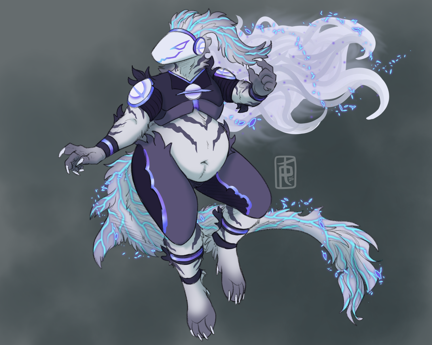 A soft protogen in iridescent white and purple colours