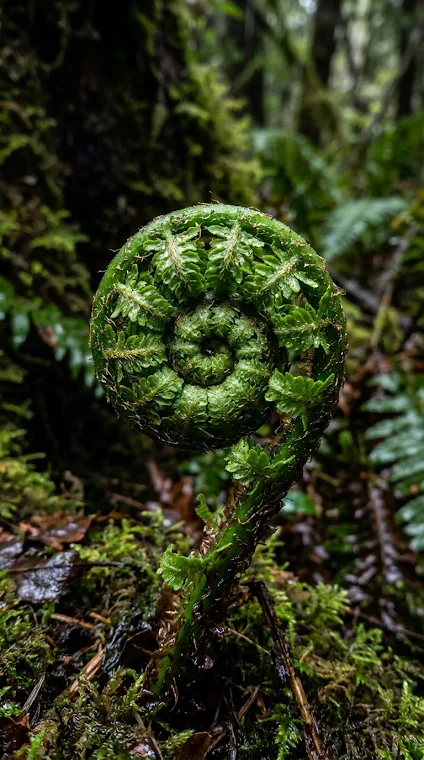 Unfurling Fern Frond Macro