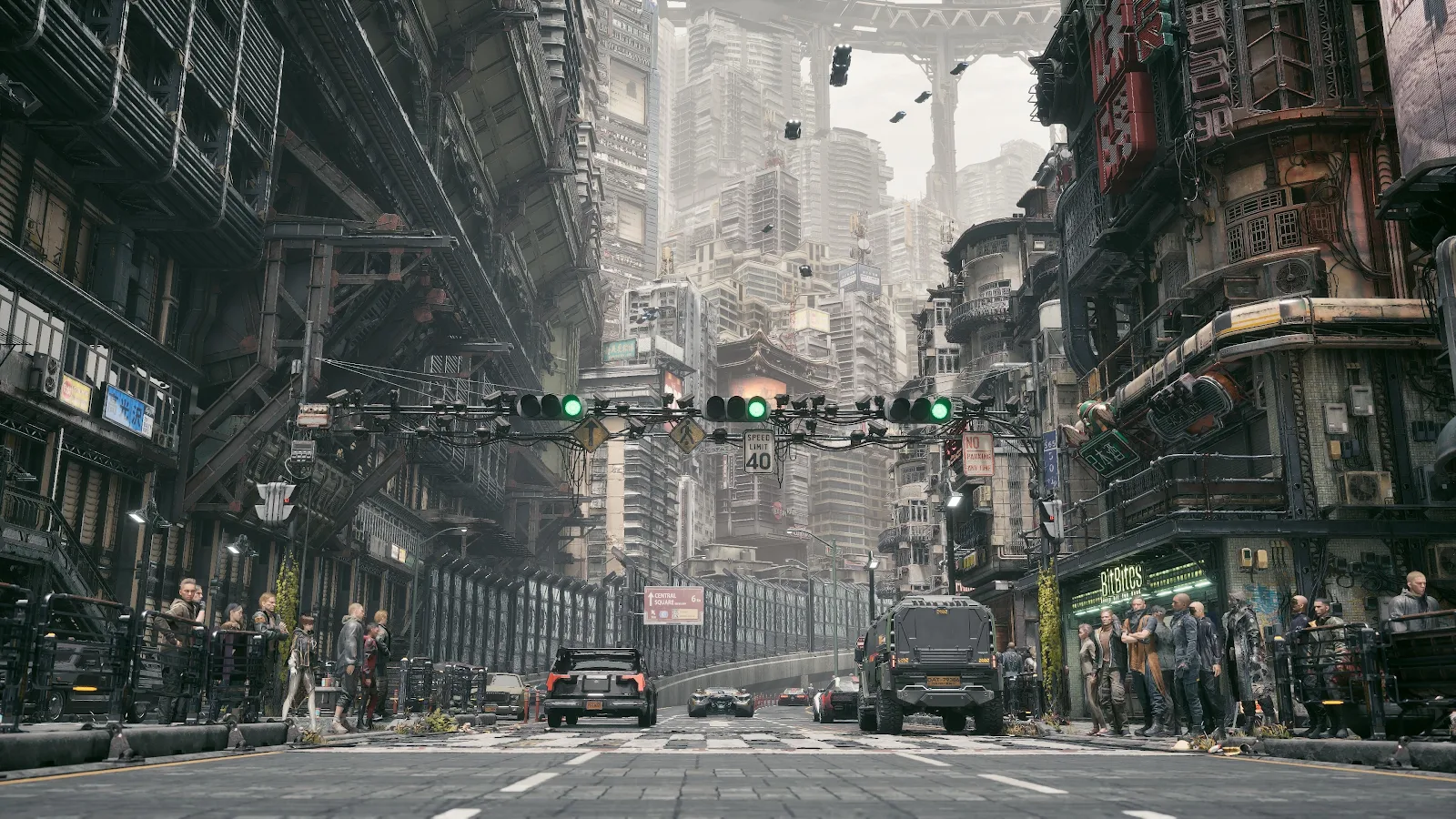Futuristic Cyberpunk City Street - Digital Concept Art 4K Wallpaper (3840x2160)