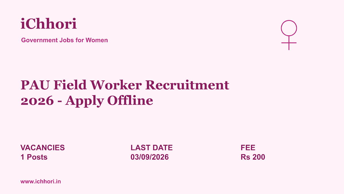 PAU Field Worker Recruitment 2026 - Apply Offline - iChhori