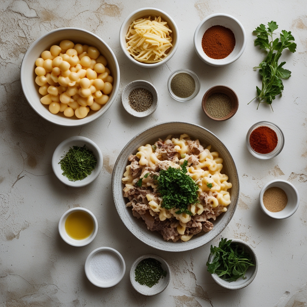 Ingredients for High-Protein Creamy Philly Cheesesteak Mac & Cheese Bliss - Easy Comfort Meal