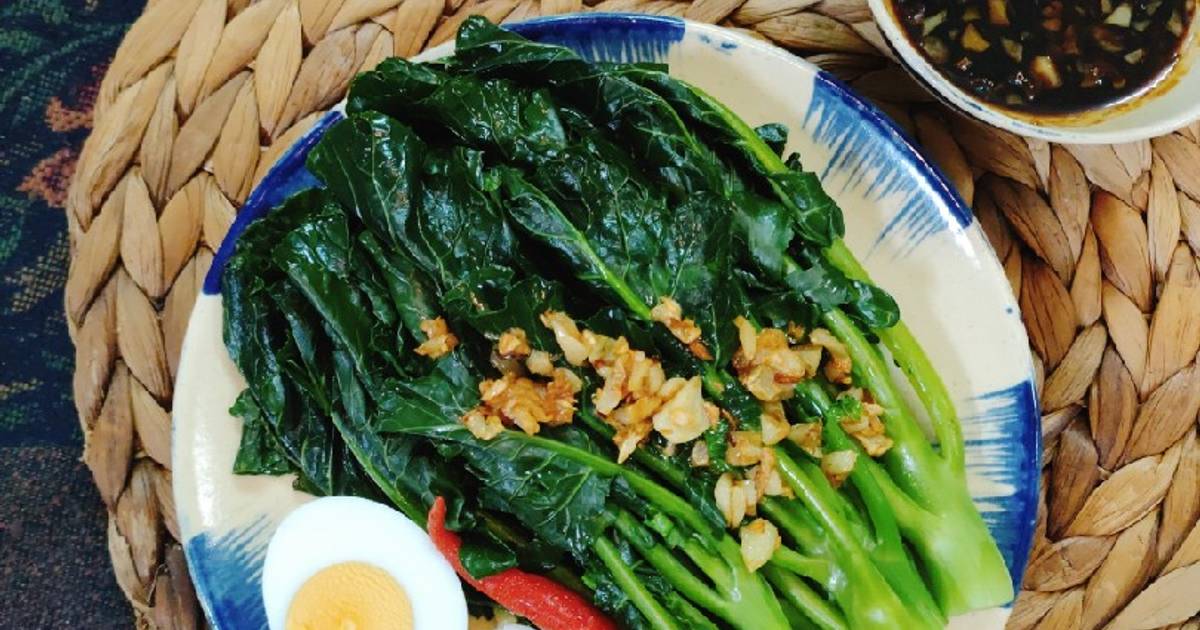 Mầm súp lơ luộc & Sốt dầu hào