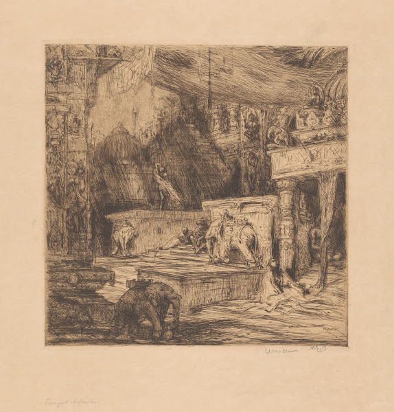 Olifanten en figuren bij een tempel c 1877   c 1932