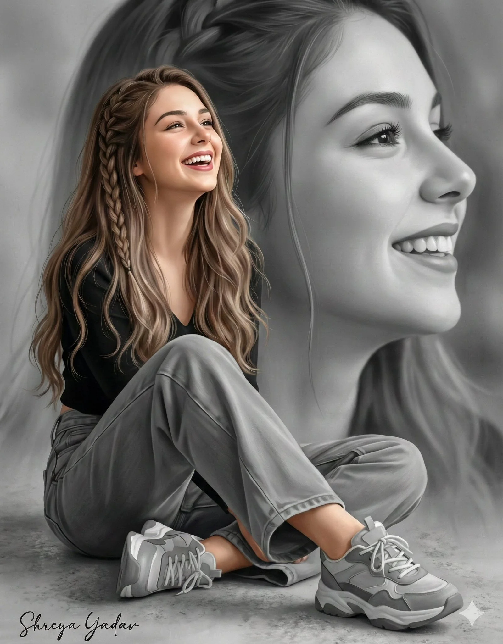 Retrato artístico moderno de cuerpo entero