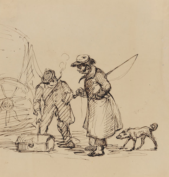 Coachman man smoking cigar and dog 1843