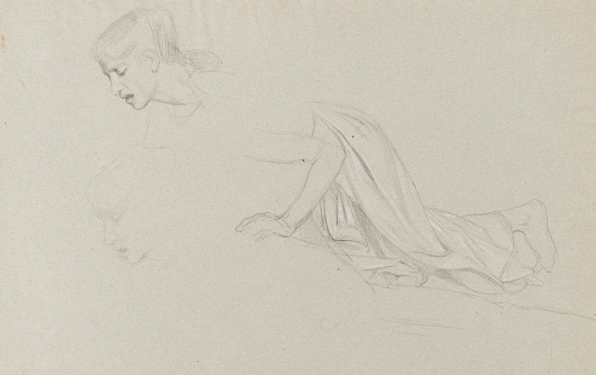 Etude pour Pyrame et Thisbé deux études de jeune femme agenouillée