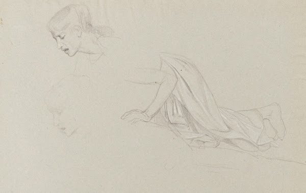 Etude pour Pyrame et Thisbé deux études de jeune femme agenouillée