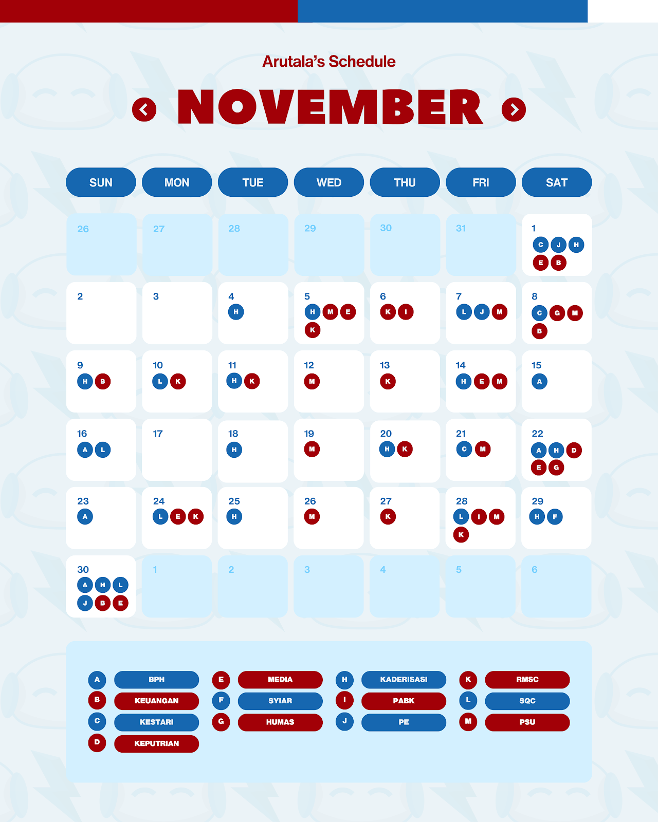 Arutala’s Schedule