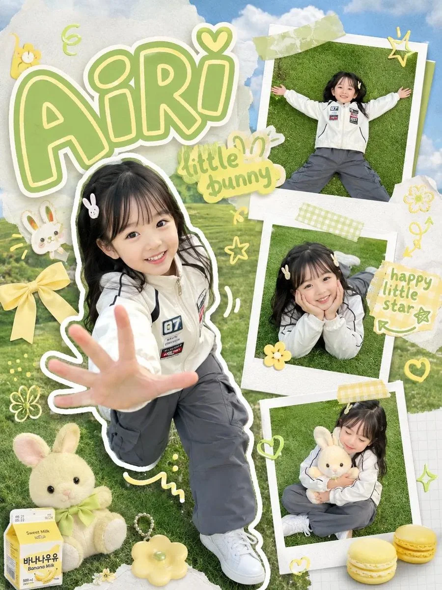 Fotografía infantil al estilo álbum de recortes kawaii